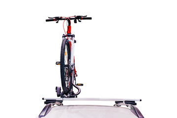 Bicycle on the roof of the car.