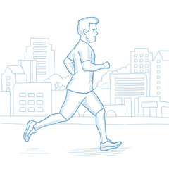 Sportive man jogging vector illustration.