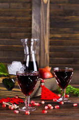 Transparent drink of pomegranate