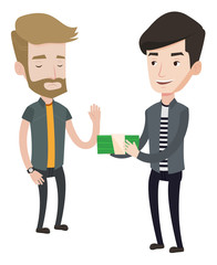 Uncorrupted man refusing to take bribe.