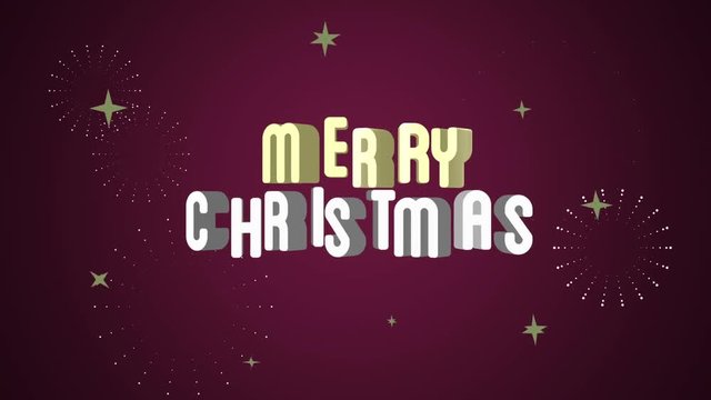Merry Christmas greeting video with all the stars and blings against a red background.