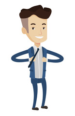 Business man opening his jacket like superhero.