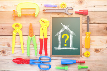 house concept with house drawing line shape with free copy space