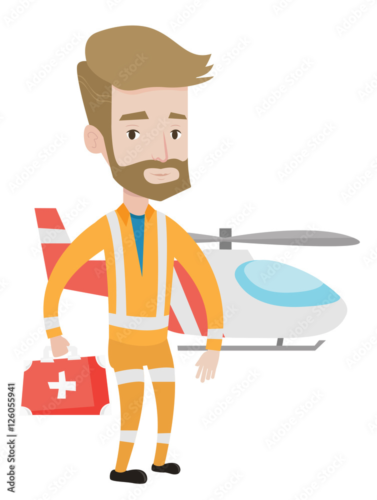 Sticker doctor of air ambulance vector illustration