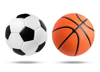 Soccer ball and Basketball ball on isolated.