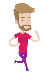 Young man running vector illustration.
