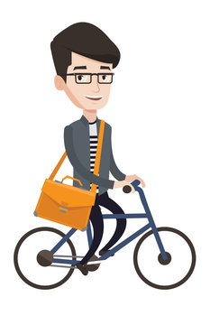 Businessman riding bicycle vector illustration.
