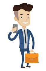 Businessman making selfie vector illustration.