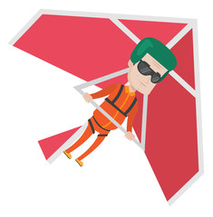 Man flying on hang-glider vector illustration.