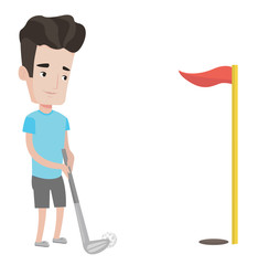 Golfer hitting the ball vector illustration.
