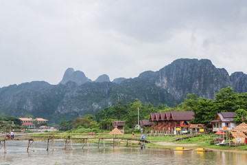 Fototapeta premium Mountain River tree Vangvieng, Laos