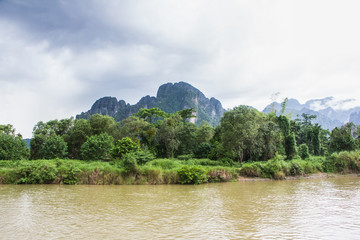 Mountain River tree Vangvieng, Laos