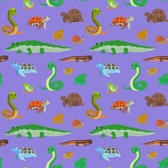 Fototapeta na wymiar Seamless pattern with cartoon sea animals.
