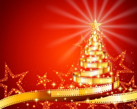 Golden Film Strip Christmas Tree