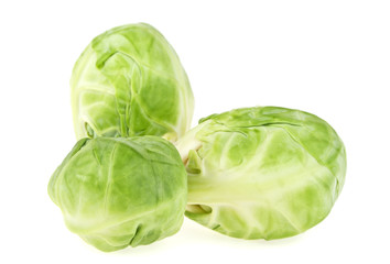 Fototapeta premium Group of brussel sprouts isolated on a white background