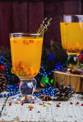 tea with a fresh sea-buckthorn