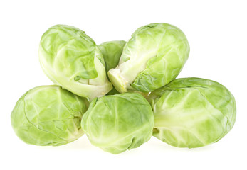 Group of brussel sprouts isolated on a white background