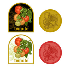 Set of labels with a picture of a tomato. © marinavorona