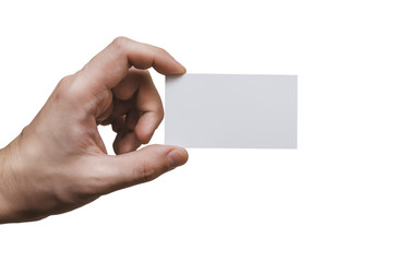 Obraz premium Hand holding a white business card mockup