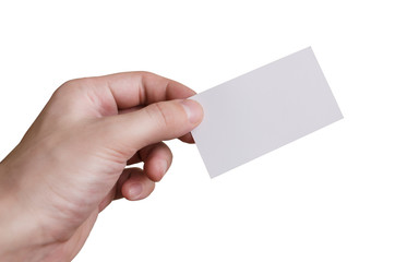 Obraz premium Hand holding a white business card mockup