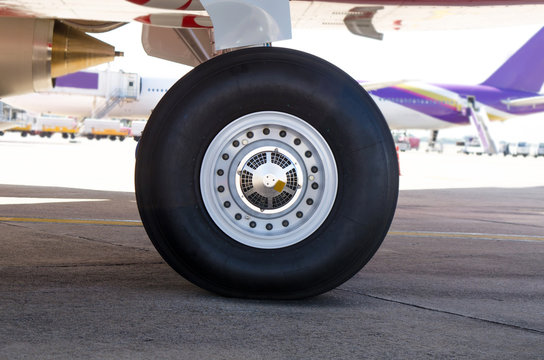 Wheel Of Airplane.landing Gear. 