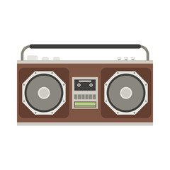 Retro tape recorder vector illustration. Vintage cassete record player isolated on white.
