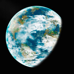 Earth from space. Detailed image. Elements of this image furnished by NASA. 3d illustration.  