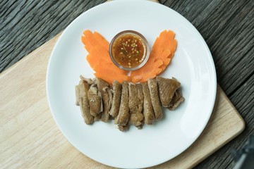 Pot-stewed duck on white dish