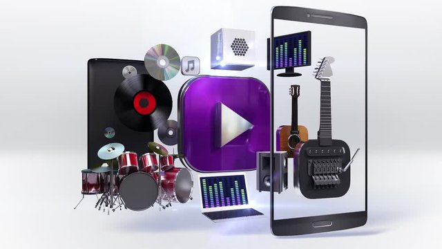 Divided smart phone, mobile, Explain various music download, listen internet service function