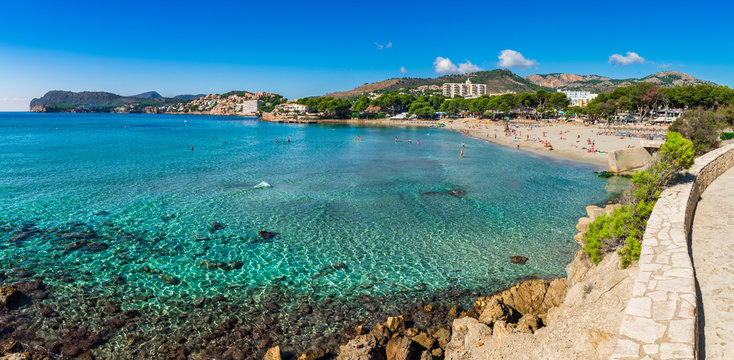 Panorama Seaside Mediterranean Sea Spain Majorca Peguera Beach Platja de Tora
