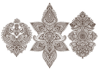 Vector set of henna floral elements