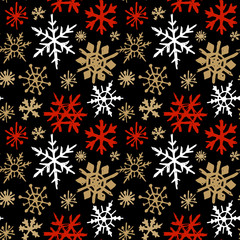 Naklejka na ściany i meble Seamless pattern with hand drawn snowflakes.
