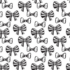 Seamless pattern with hand drawn sketch bows.