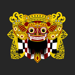 Balinese Barong | Editable vector illustration in flat style for Indonesian Balinese Culture Tradition and History Related Design