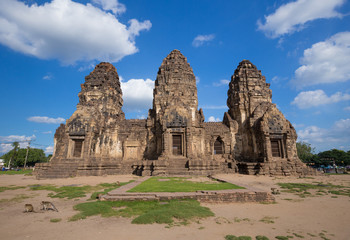 Phra Prang Sam Yot temple, architecture in Lopburi, Thailand