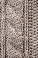 Handmade beige knit fabric texture