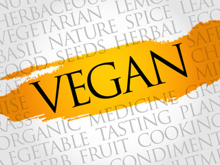 VEGAN word cloud collage, food concept background