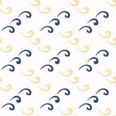 Set of blue and white sea vector seamless pattern. Scrapbook design elements. Abstract hand drawn fabric texture. Simple mediterranean wrapping. Summer ornament backdrop
