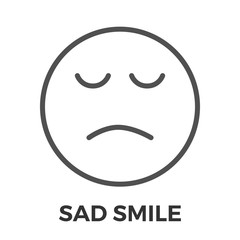 Sad smile thin line vector icon