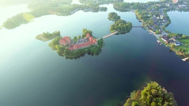 aerial view of old castle on island