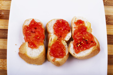 Burschette over white plate