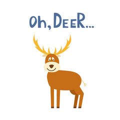 Vector cartoon Christmas deer background