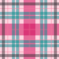 Vector seamless scottish tartan pattern in tender pink, blue. British or irish celtic baby design for textile, fabric or for wrapping, backgrounds, wallpaper, websites