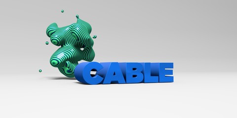 CABLE -  color type on white studiobackground with design element - 3D rendered royalty free stock picture. This image can be used for an online website banner ad or a print postcard.