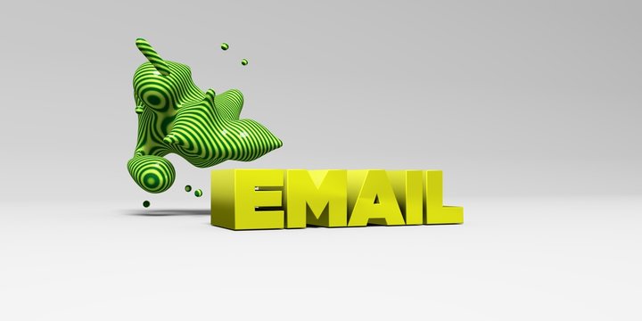 EMAIL -  color type on white studiobackground with design element - 3D rendered royalty free stock picture. This image can be used for an online website banner ad or a print postcard.