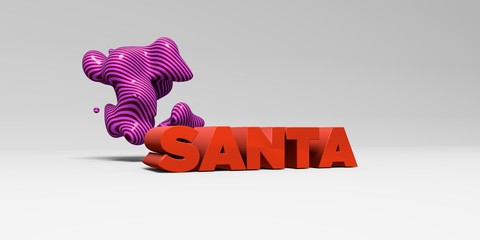 SANTA -  color type on white studiobackground with design element - 3D rendered royalty free stock picture. This image can be used for an online website banner ad or a print postcard.