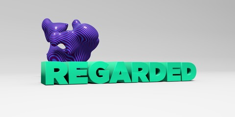 REGARDED -  color type on white studiobackground with design element - 3D rendered royalty free stock picture. This image can be used for an online website banner ad or a print postcard.