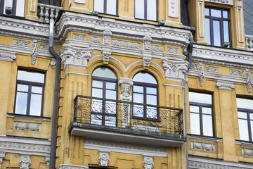 Kiev, Ukraine. Decorative apartment architecture at famous Khres