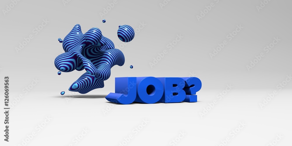 Fototapete job? - color type on white studiobackground with design element - 3d rendered royalty free stock pic
