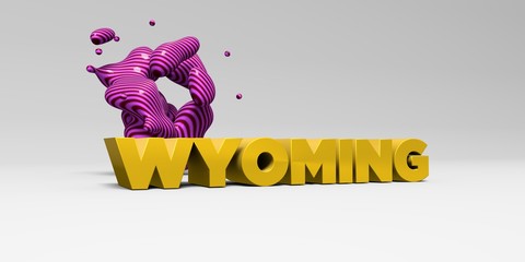 WYOMING -  color type on white studiobackground with design element - 3D rendered royalty free stock picture. This image can be used for an online website banner ad or a print postcard.